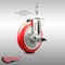 Service Caster 5 Inch 316SS Red Polyurethane Swivel 3/8 Inch Threaded Stem Caster with Brake SCC-SS316TS20S514-PPUBRED-TLB-381615 - alternate 2